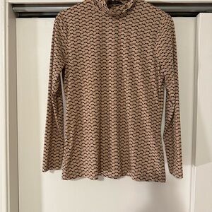 J. McLaughlin Cream Turtleneck Blouse long sleeve top shirt | Small